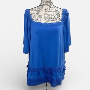 Gibson Latimer‎ Royal Blue Blouse with Tassel Accents